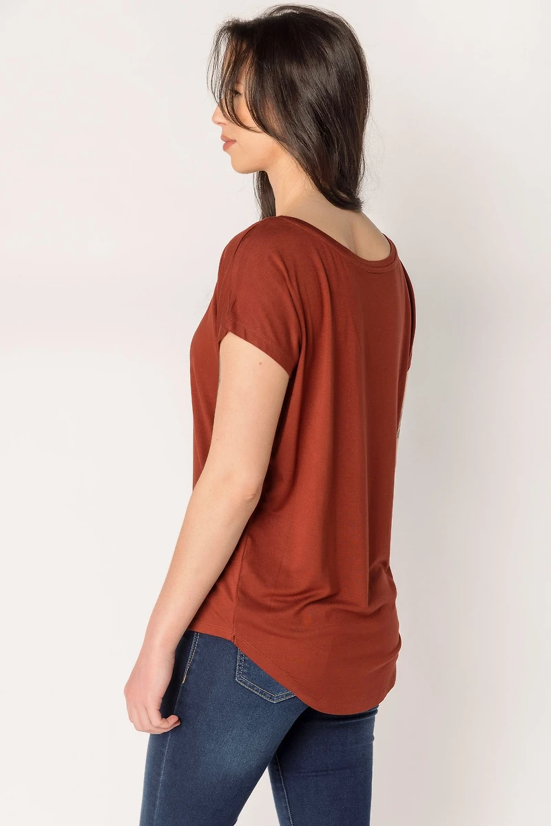 Short-Sleeve Wide-Neck Top