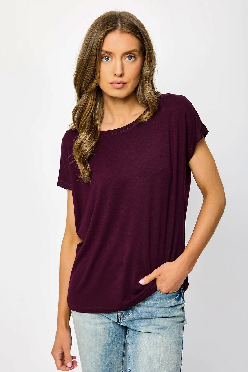 Short-Sleeve Wide-Neck Top