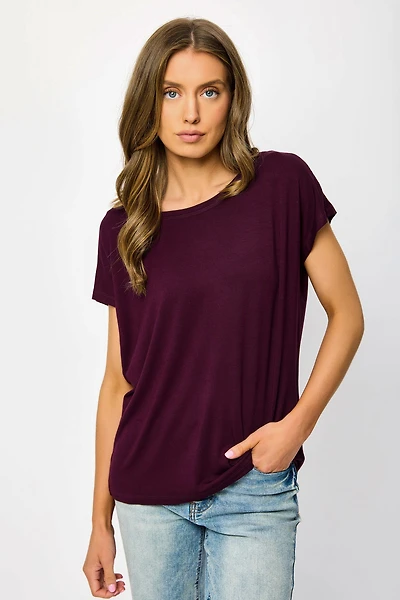 Short-Sleeve Wide-Neck Top