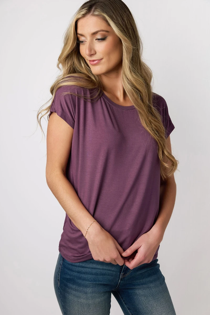 Short-Sleeve Wide-Neck Top