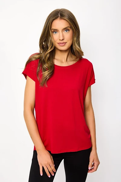 Short-Sleeve Wide-Neck Top