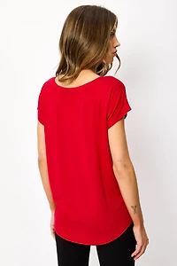 Short-Sleeve Wide-Neck Top
