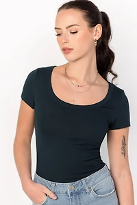 Ribbed Scoop-Neck Tee