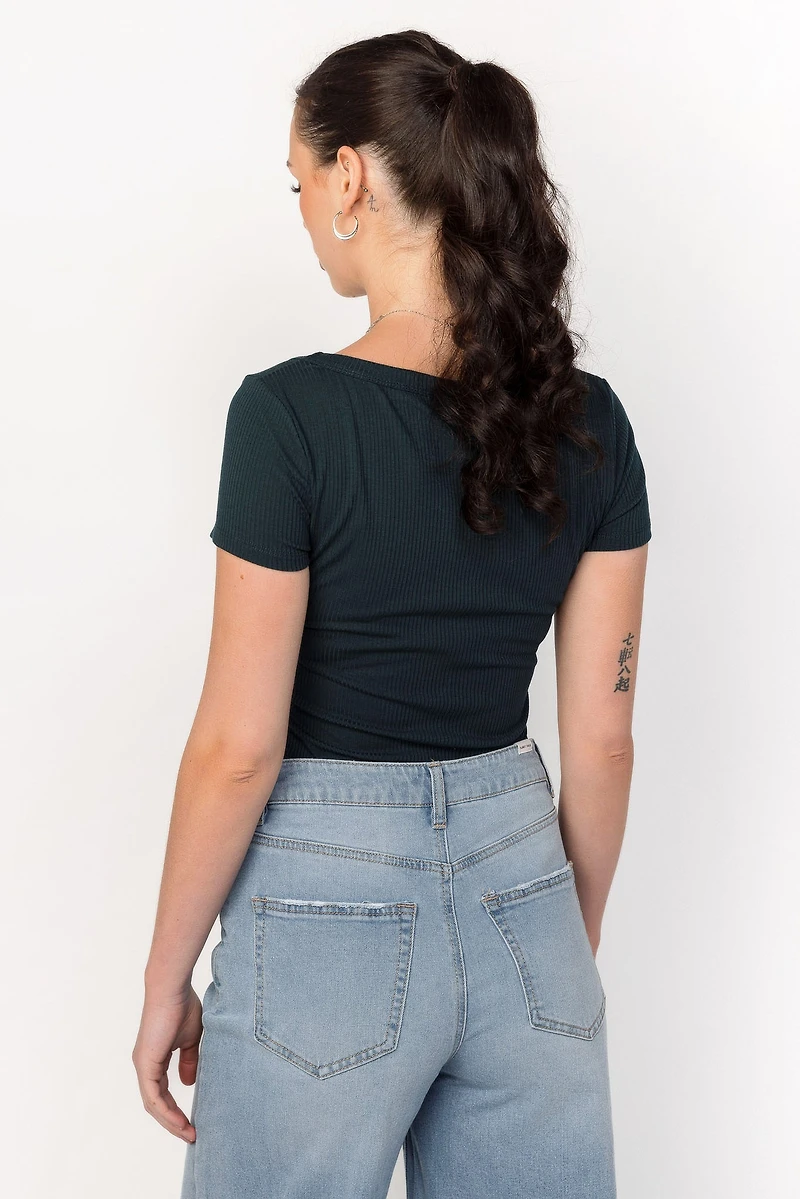 Ribbed Scoop-Neck Tee