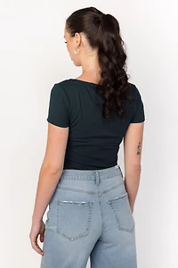 Ribbed Scoop-Neck Tee