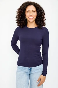 Ribbed Long Sleeve Crewneck Top