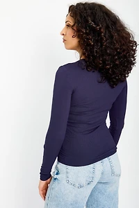 Ribbed Long Sleeve Crewneck Top