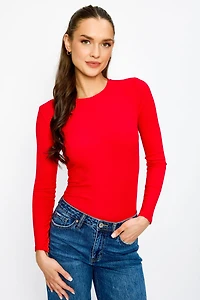 Ribbed Long Sleeve Crewneck Top