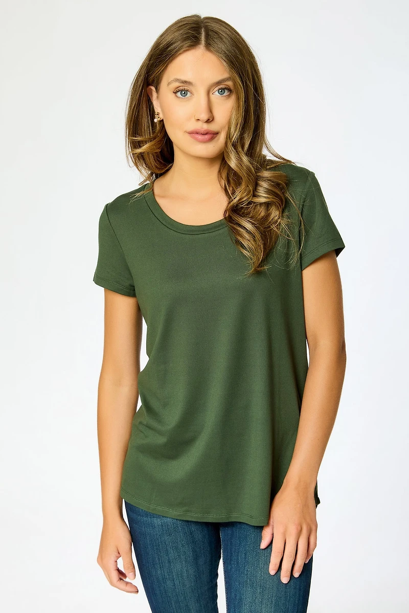 Cap-Sleeve Scoopneck Tee