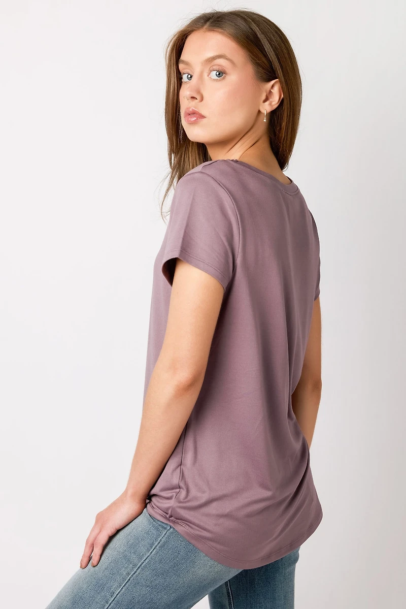 Cap-Sleeve Scoopneck Tee