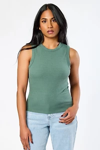 Ribbed Crew-Neck Tank Top