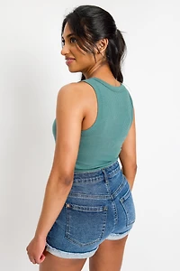 Ribbed Scoop-Neck Tank Top