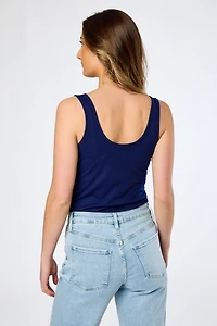 Ribbed Henley Tank Top