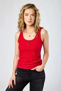 Ribbed Henley Tank Top
