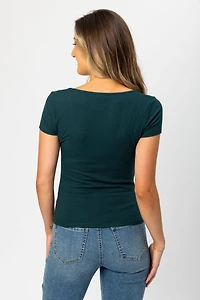 Ribbed Square-Neck Tee