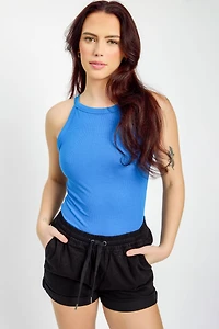 Ribbed High Neck Tank Top