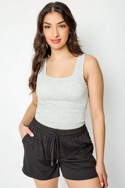 Square Neck Tank Top with Padded Cups