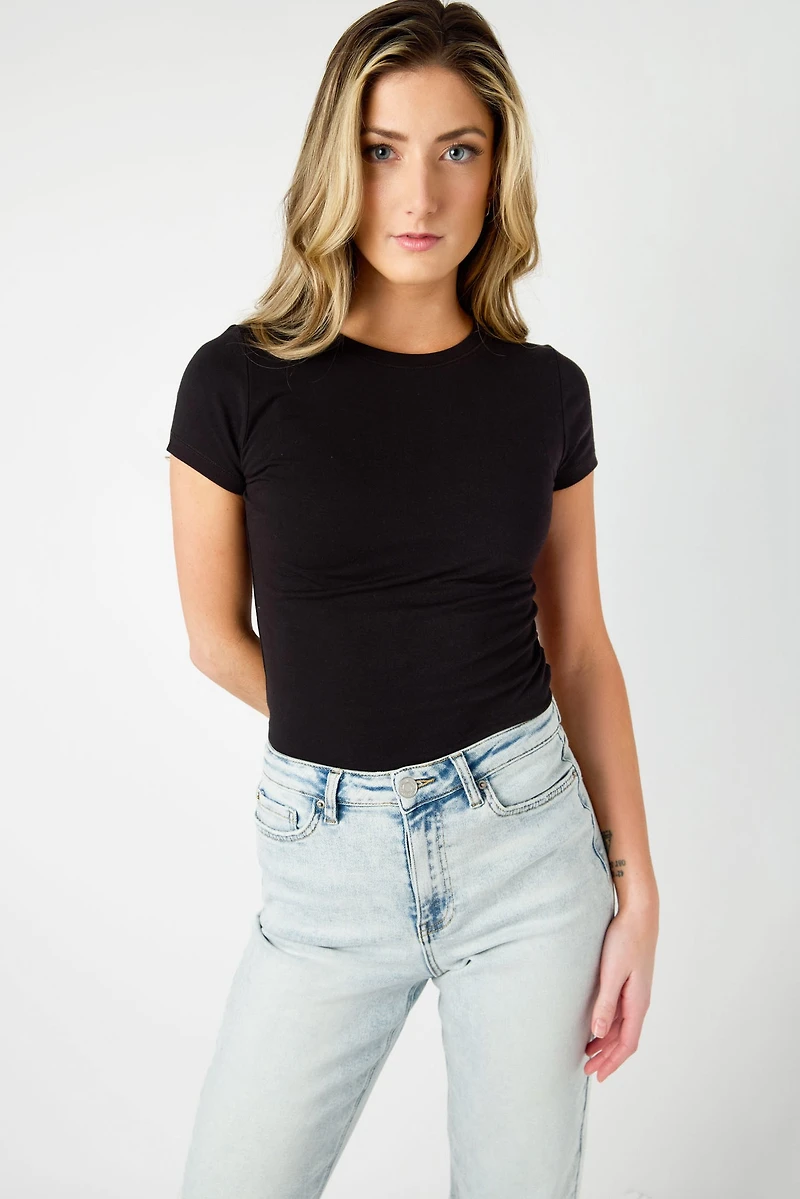 Basic Cap-Sleeve Crew-Neck Tee