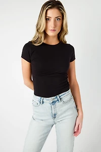 Basic Cap-Sleeve Crew-Neck Tee
