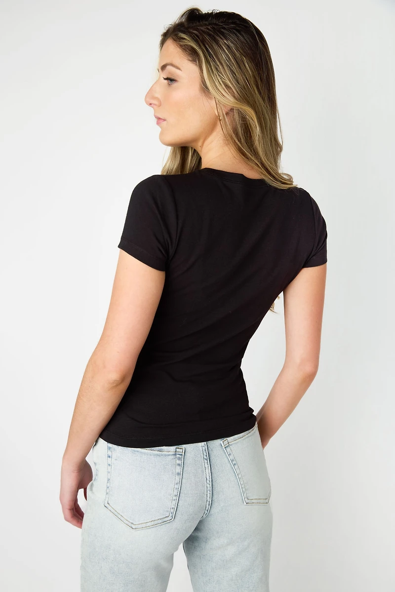 Basic Cap-Sleeve Crew-Neck Tee