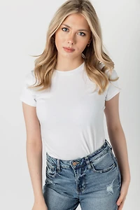 Basic Cap-Sleeve Crew-Neck Tee