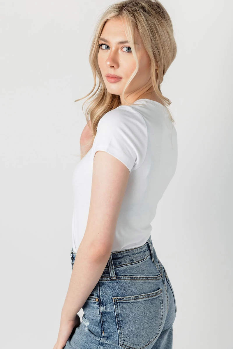 Basic Cap-Sleeve Crew-Neck Tee