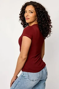 Cap-Sleeve Crew-Neck Tee