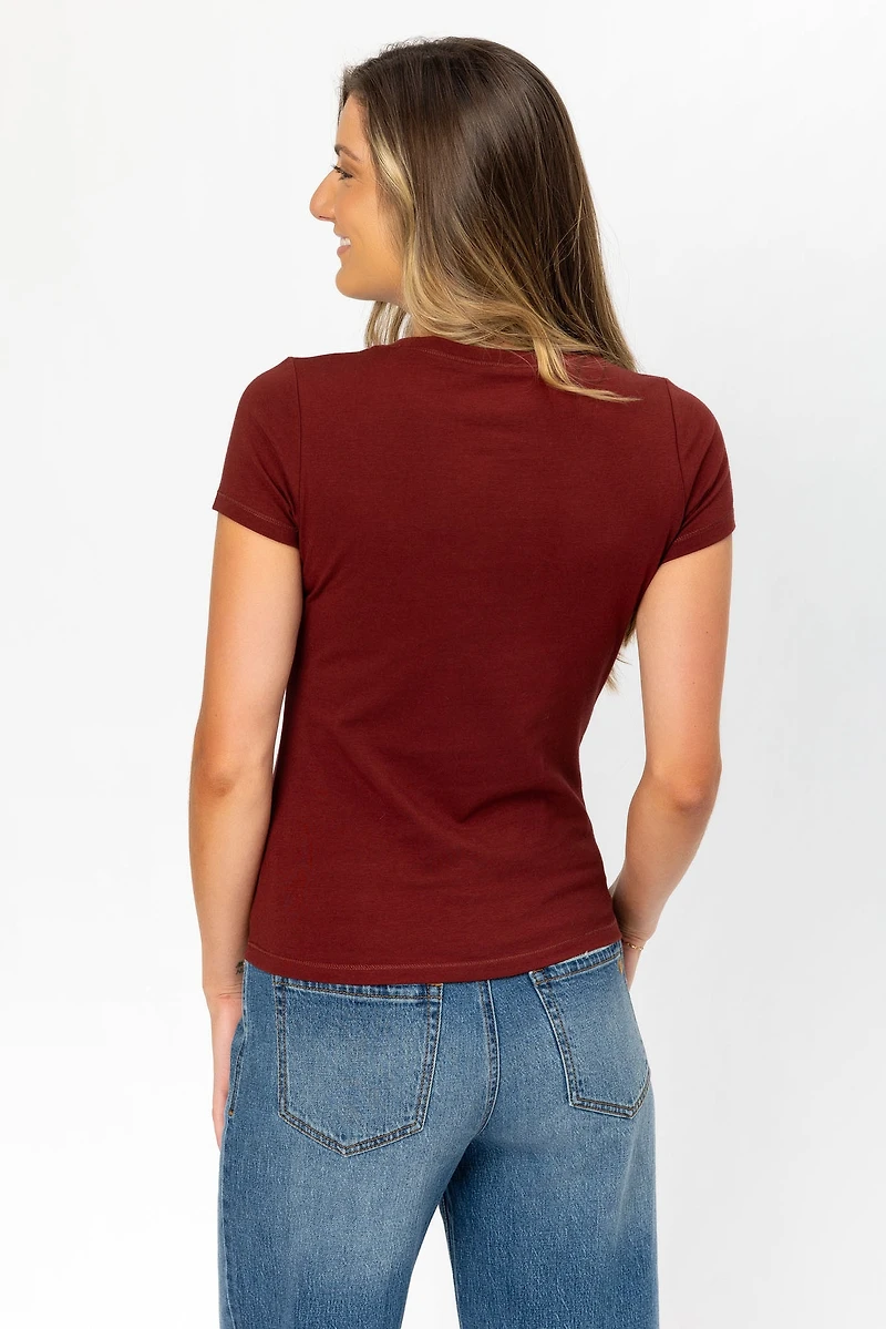 Cap-Sleeve Crew-Neck Tee