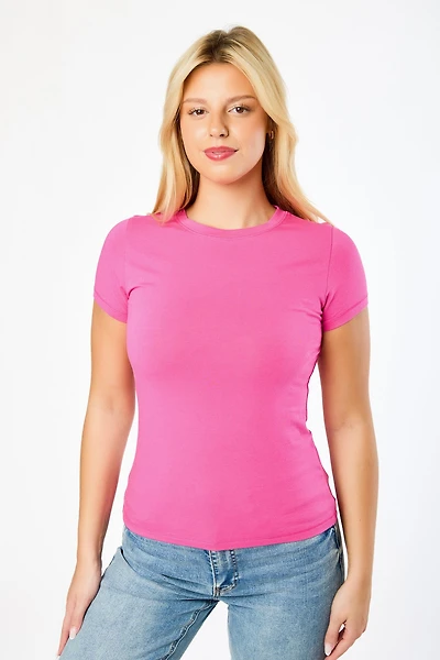 Cap-Sleeve Crew-Neck Tee