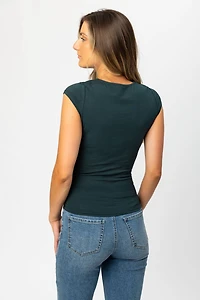 Cap-Sleeve Square-Neck Tee