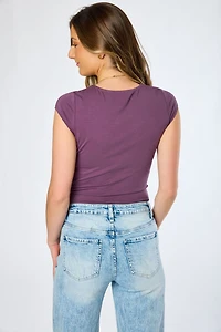 Cap-Sleeve Square-Neck Tee