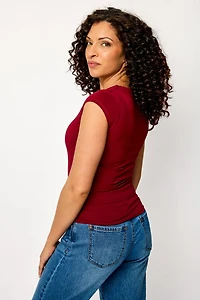 Cap-Sleeve Square-Neck Tee