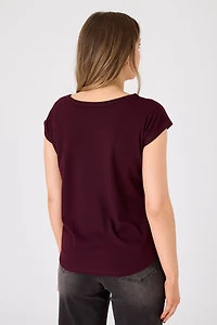 Ribbed Cap-Sleeve Tee