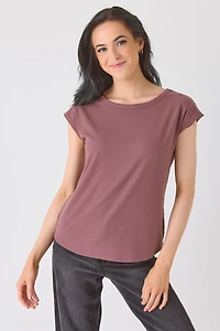 Ribbed Cap-Sleeve Tee