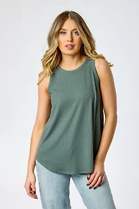 Ribbed Crew-Neck Sleeveless Swing Tunic