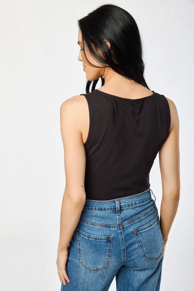 Boat-Neck Sleeveless Tee