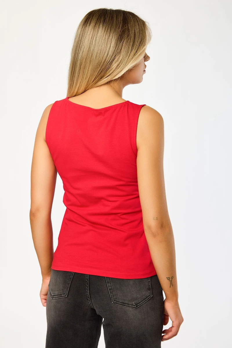 Boat-Neck Sleeveless Tee