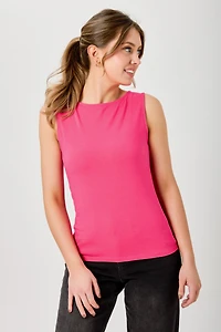 Boat-Neck Sleeveless Tee