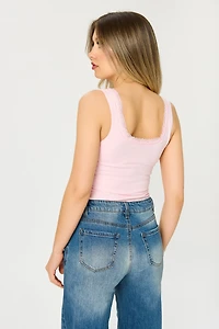 Lace Trim Square-Neck Tank Top