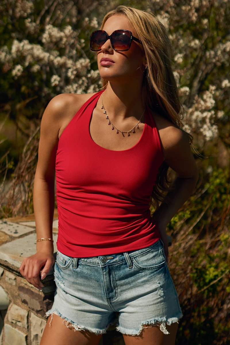 Ultra-Soft Ruched Halter Top
