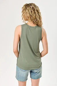 Brushed Scoop-Neck Tank with Pocket
