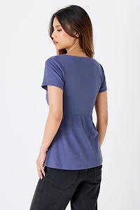 Ribbed Crossover Babydoll Top