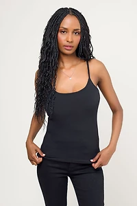 Brushed Rib Double Layer Cami with Built-In Cups