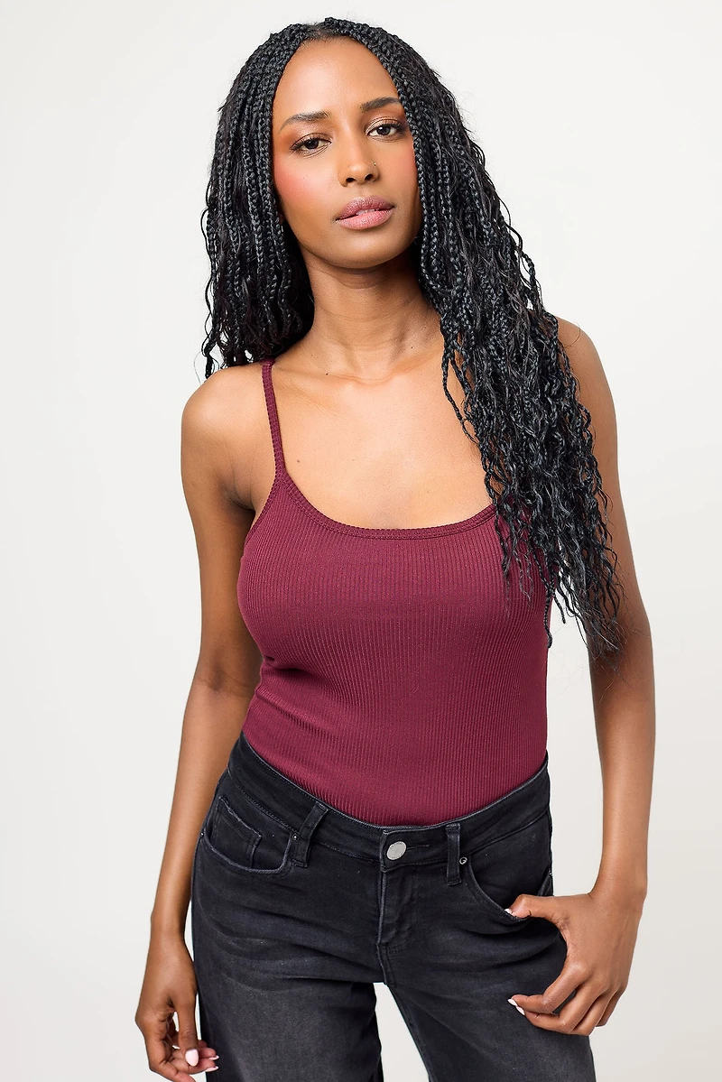 Brushed Rib Double Layer Cami with Built-In Cups