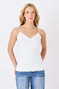 Lace Trim Cotton Blend Layering Cami