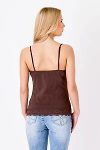 Lace Trim Cotton Blend Layering Cami