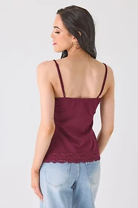Lace Trim Cotton Blend Layering Cami