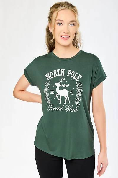 Short-Sleeve "North Pole Social Club" Graphic Tee