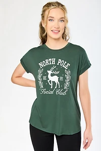Short-Sleeve "North Pole Social Club" Graphic Tee