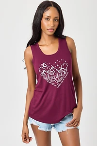 "Adventure Awaits" Sleeveless Scoop-Neck Tank